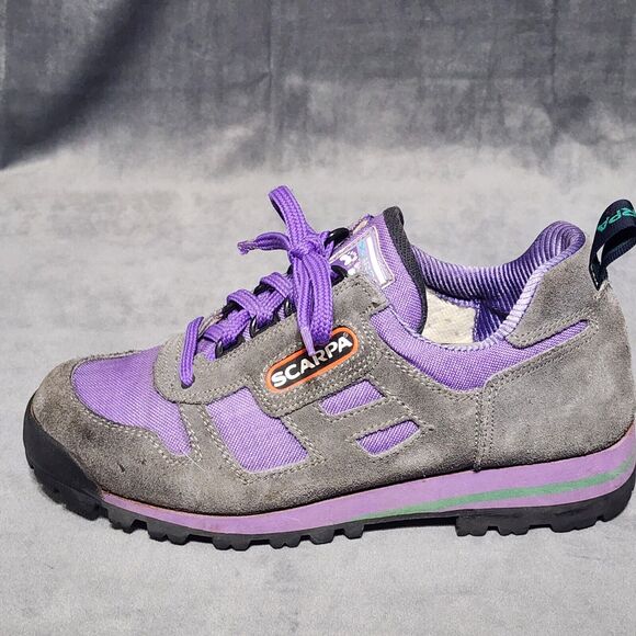 SCARPA Vibram Womens 7.5 US 39 EU Hiking Trail Athletic Shoes Gray Purple Suede - Picture 7 of 15